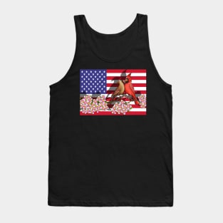 Red Cardinal bird dogwood flower North Carolina Virginia America flag Tank Top